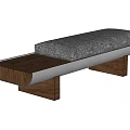 Modern Minimalist Bench With Gray Cushioned Seat Sturdy Silver Frame And Wooden Legs