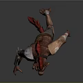 Muscular Fantasy Monster Game Character With Red Horns Sharp Fangs In Running 3D Model Design