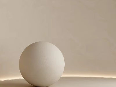 Minimalist White Sphere Decor On Light Colored Surface With Light Strip Background 3d model