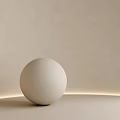 Minimalist White Sphere Decor On Light Colored Surface With Light Strip Background
