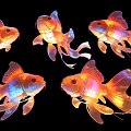 Colorful Fish Shaped Art Installation With Vibrant Luminous Design And Decorative Elements 3d model
