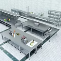 Professional Commercial Kitchen With Stainless Steel Worktables Shelves And Appliances