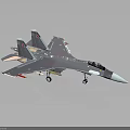 Detailed Gray Fighter Jet Model With Red Markings And Landing Gear