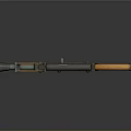 Classic Assault Rifle with Wooden Stock Grip and Metal Barrel Receiver in Modern 3D Render