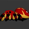 Cute Plush Spider Toy With Red Yellow Body And Black Spots Stripes