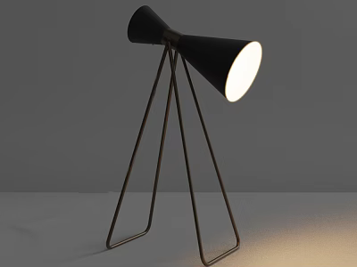 Modern Table Lamp With Conical Shade And Metal Tripod Stand Illuminated 3d model