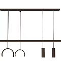 Modern Linear Chandelier With Hanging Curved And Cylindrical Metal Elements 3d model