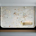 Modern Luxury TV Wall with White Marble Texture Gold Brown Specks and Wooden Side Panels