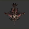 Futuristic Sci Fi Spaceship With Intricate Mechanical Design And Vibrant Red Pink Colors