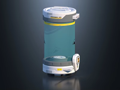Modern Cylindrical Transparent Device With Yellow Accent And Control Features 3d model