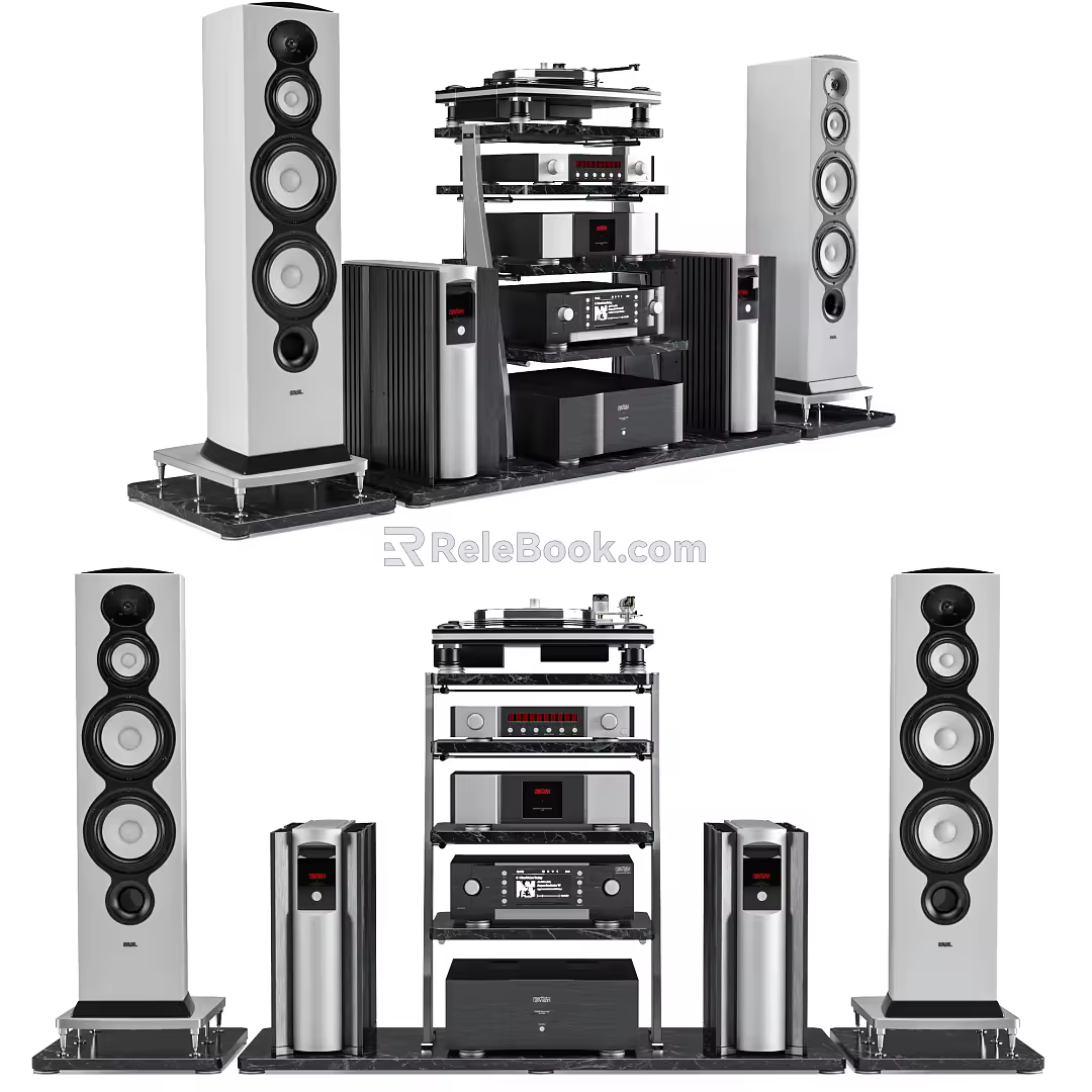 Modern audio equipment combination 3d model