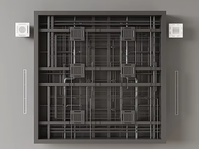 Structural Suspended Ceiling With Metal Framework Pipes Grid And Internal Layout Design 3d model