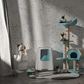 Essential Cat Supplies Including Multi Level Cat Tree Litter Box And Plush Toys