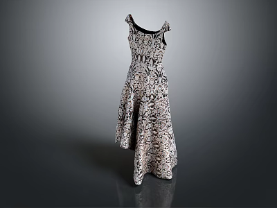 Elegant Stylish Sleeveless Maxi Dress With Intricate Pattern Design And Flowy Silhouette 3d model