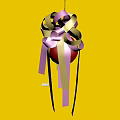 Colorful Hanging Ornament With Pink Sphere Purple Pink Gold Ribbons And Bow