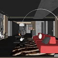 Modern Restaurant Kitchen Open Concept With Island Counter Lighting Cabinets And Appliances