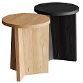 Light Colored Wooden Round Stools With Natural Texture And Solid Structure 3d model