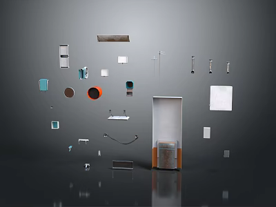 Abstract Design Elements Displaying Various Shapes Multiple Colors Door Frame And Reflection 3d model