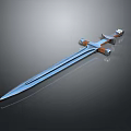 Blue Metal Sword With Decorative Hilt And Sharp Shiny Blade Design