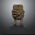 Golden Frog Sculpture Decorative Furniture With Crossed Hands And Black Base