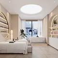 Elegant Modern Beauty Salon Interior Design With Marble Counter And Green Plants