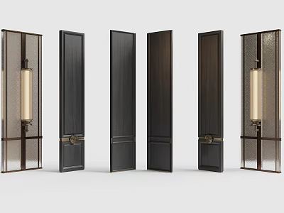 Modern Room Dividers With Wooden Frame And Glass Panel Design For Home Interior 3d model