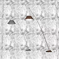 Modern Arched Floor Lamps With Conical Shades Different Colors And White Wall Background