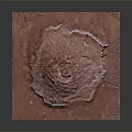 Red Mars Landscape With Central Crater And Textured Surface White Patches 3d model