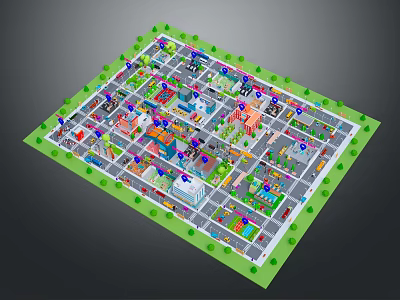 Scenic View of Planned Community With Green Spaces And Architectural Layout 3d model