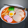 Delicious Ramen Bowl With Red Broth Soft Boiled Egg Chashu Pork Green Onions And Chopsticks
