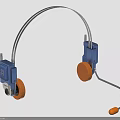 Portable Wireless Electronic Headphone With Blue Components Orange Ear Pads And Metal Frame