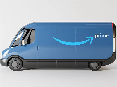 Blue Amazon Prime Delivery Van With Company Logo And Modern Design 3d model