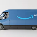 Blue Amazon Prime Delivery Van With Company Logo And Modern Design