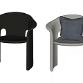 Modern Leisure Chairs Gray and Black with Cushion and Round Cutout Design