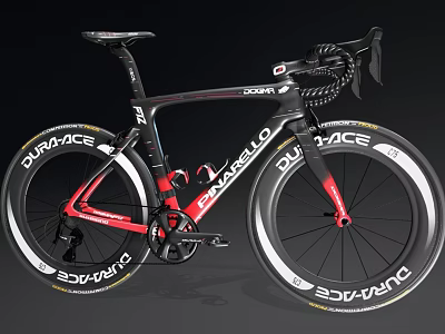 High Quality Pinarello Road Bike With Dura Ace Components And Black Red Color 3d model