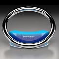 Modern Reception Desk With Silver Circular Ring Frame And Blue Information Section 3d model