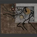 Cartoon Style Industrial Scene With Brick Wall Red Fire Extinguisher Metal Container And Black Hoses