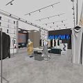 Modern Clothing Store Interior With Mannequins Clothing Racks Display Shelves And Spotlights