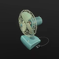 Vintage Light Blue Electric Fans With Metal Mesh Covers And Stable Base