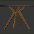 Round Wooden Table Furniture With Three Legged Design And Wood Grain Surface