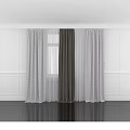 Gray Chevron Curtains With Dark Polka Dot Panel And Sheer White Layers For Window