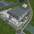 Modern Industrial Factory Building With Spacious Roof Surrounding Green Trees And Office Facilities