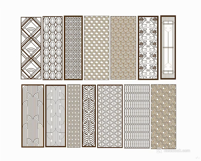 Modern Decorative Room Dividers With Various Intricate Patterns For Interior Design 3d model