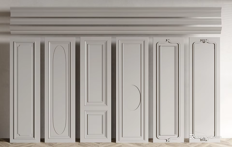 Classic And Modern Wainscoting Panel Designs With Various Decorative Patterns For Walls 3d model 