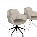 Beige Upholstered Accent Chair with Armrests and Black Five Star Caster Base
