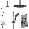Modern Shower Faucet with Chrome Finish Rainfall Showerhead Handheld Sprayer and Valve