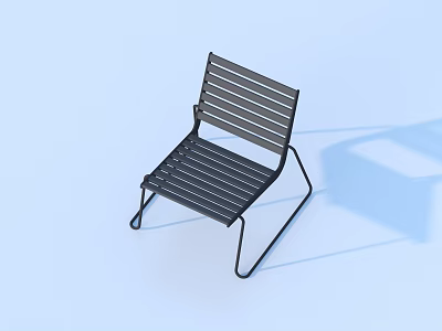 Modern Black Leisure Chair With Metal Frame Striped Seat And Backrest Design 3d model