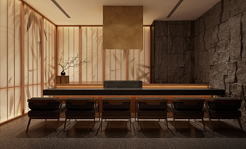 Japanese Teppanyaki Restaurant Barbecue Restaurant 3d model