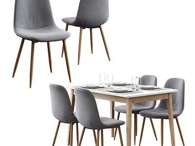 Dining table and chair combination model