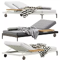 Modern Lounge Chair With Adjustable Backrest Cushions Blanket And Wooden Tray